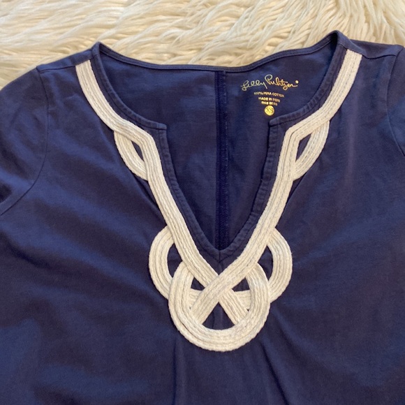 Lilly Pulitzer navy blue dress size XS very good condition 100% Pima cotton - Picture 10 of 12